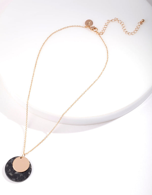 Gold Double Circle Acrylic Necklace
