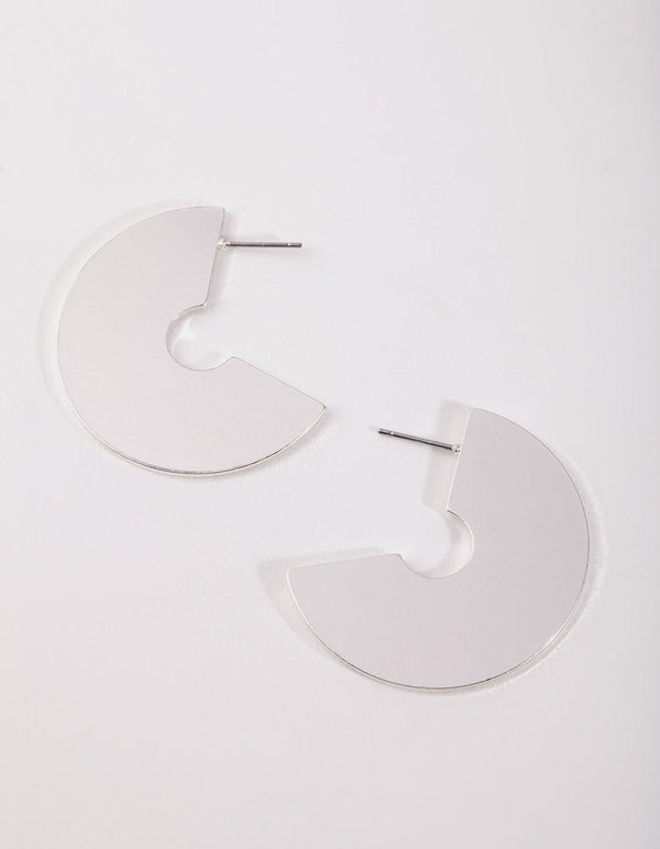 Silver Half Circle Hoop Earrings