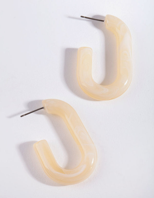 Cream Acrylic Hoop Earrings