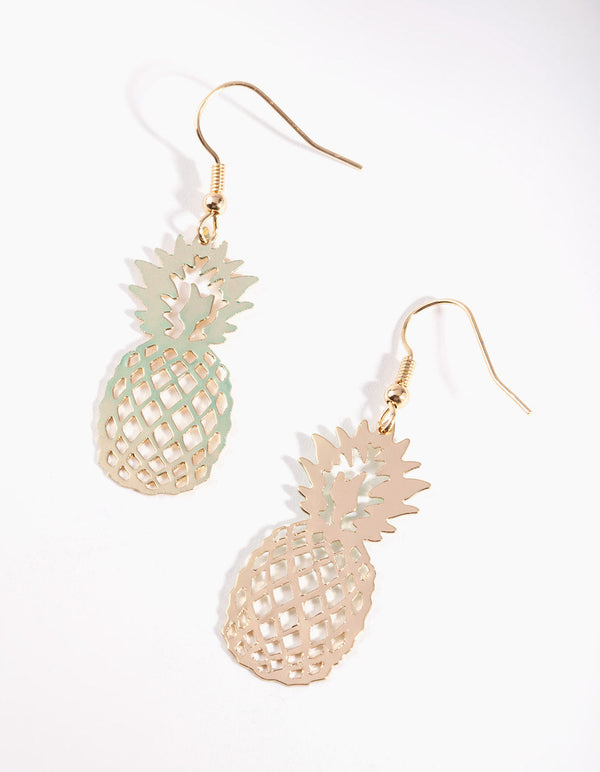 Gold Pineapple Earrings