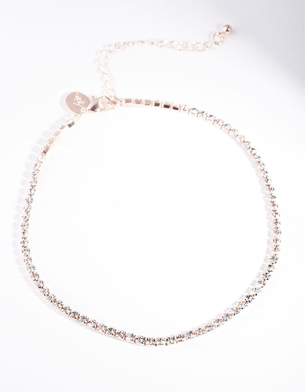 Rose Gold Diamante Choker Necklace