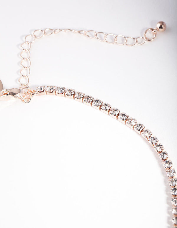 Rose Gold Diamante Choker Necklace