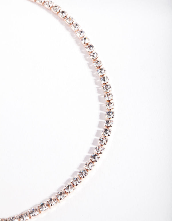 Rose Gold Diamante Choker Necklace