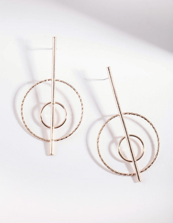 Rose Gold Drop Circle Earrings
