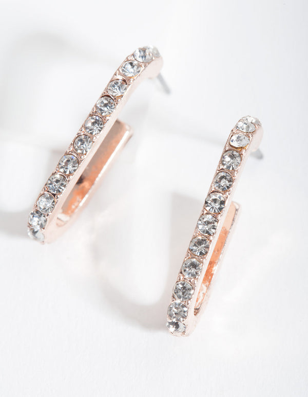 Rose Gold Diamante Oval Earrings