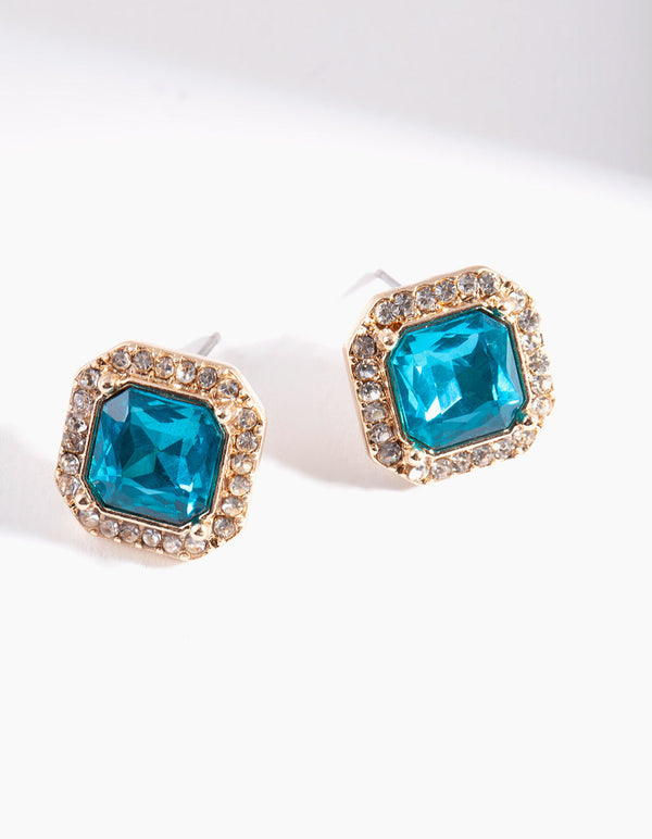Rectangle Stone Stud Earrings
