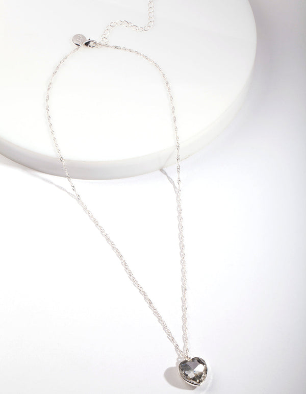 Silver Diamante Heart Necklace