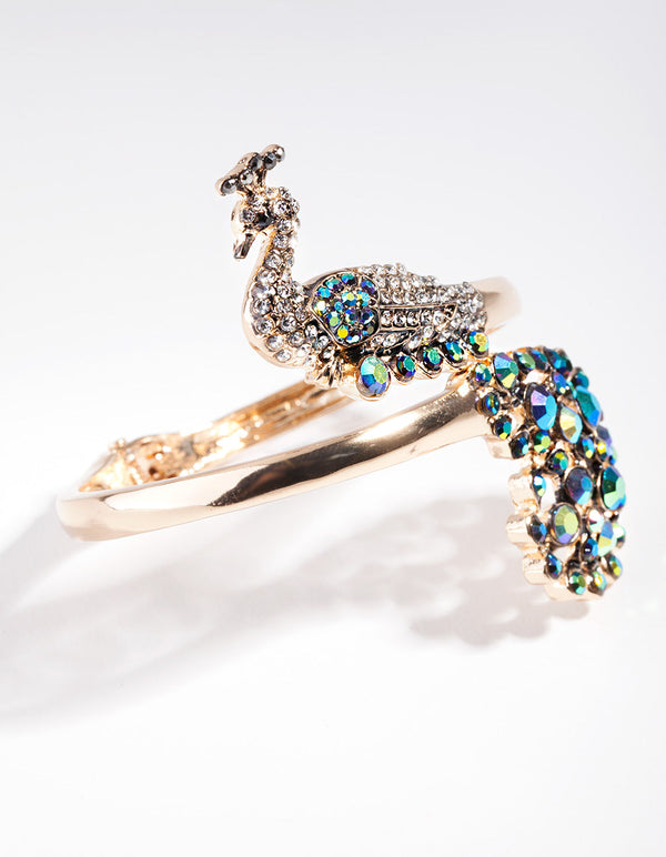 Gold Rainbow Peacock Bangle