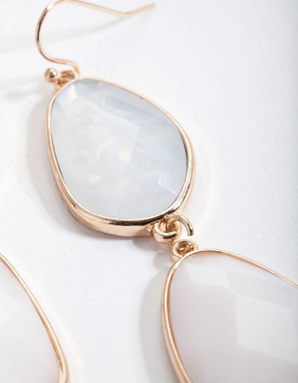 Neutral Irregular Double Stone Drop Earrings