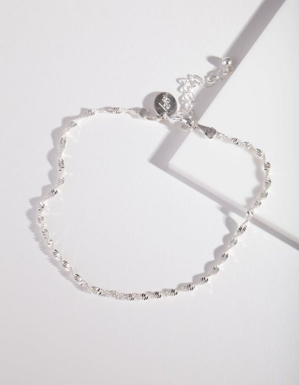 Silver Twist Chain Anklet