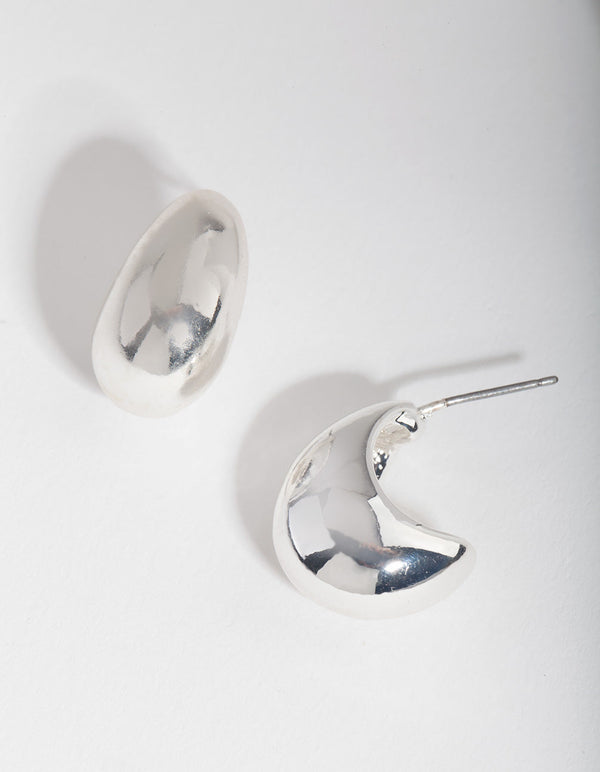 Silver Chunky Open Hoop Earrings