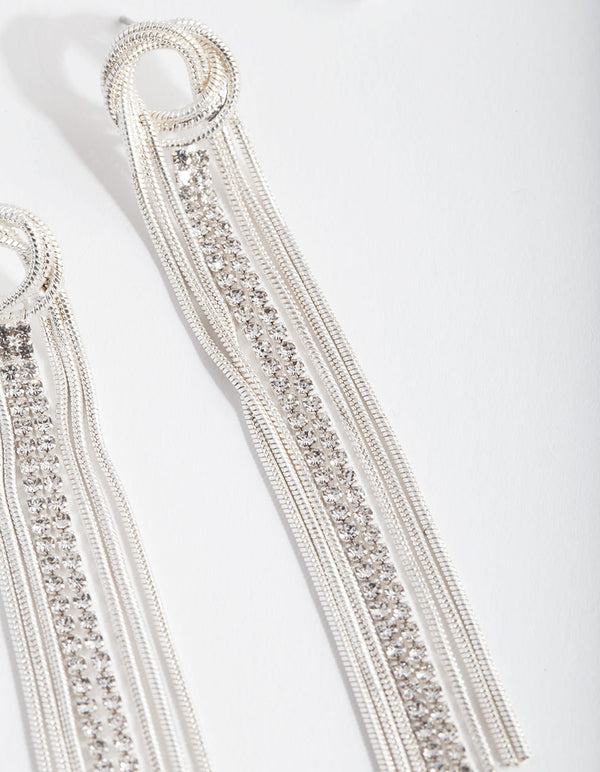Silver Snake Chain Drop Earrings