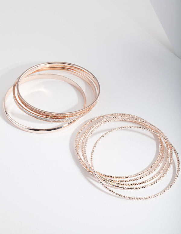 Rose Gold Mixed Bangle Pack