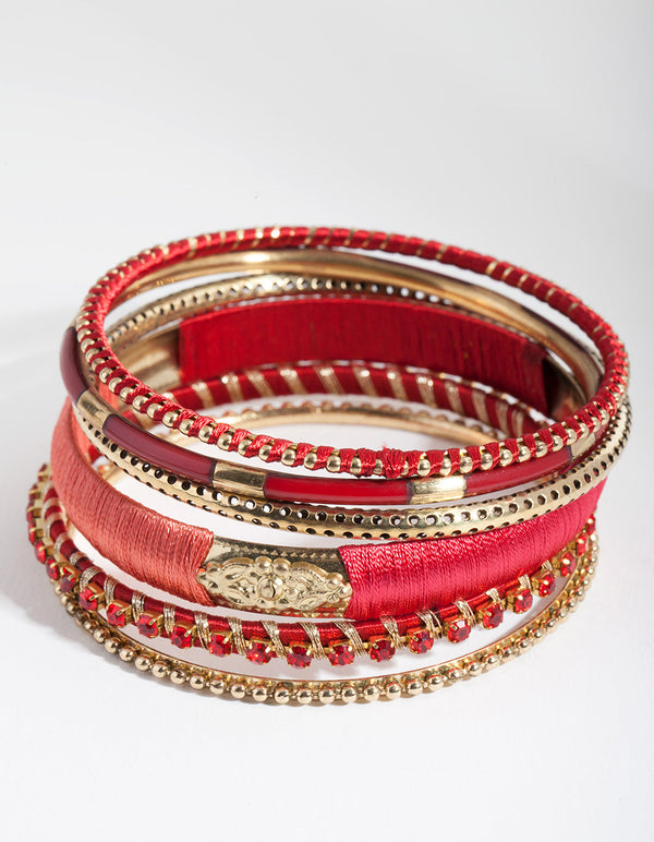 Red Mixed Bangle Pack