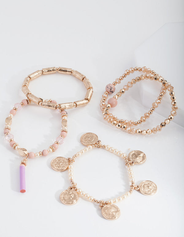 Pink Stretch Mixed Bangle Pack