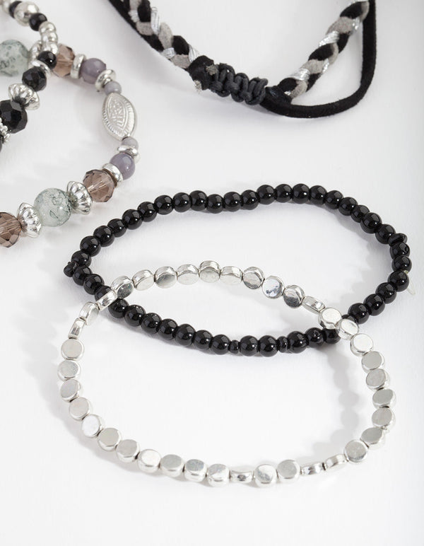 Black Stretch Mixed Bangle Pack