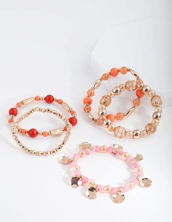 Orange Stretch Mixed Bangle Pack