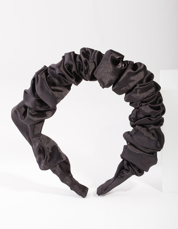 Black Satin Scrunch Headband