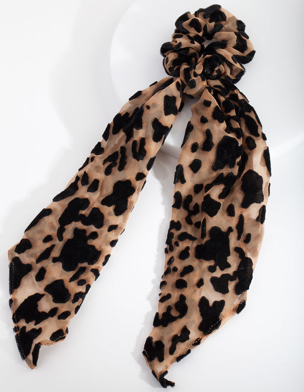 Brown Leopard Scrunchie Scarf