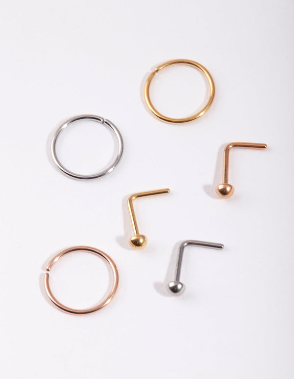 Metallic Dome Nose Stud 6 Pack