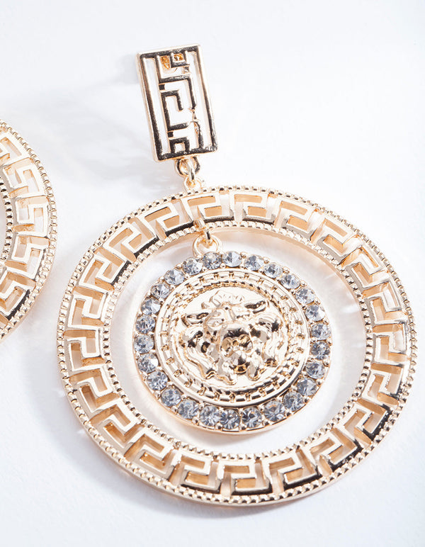 Gold Medusa Statement Earrings