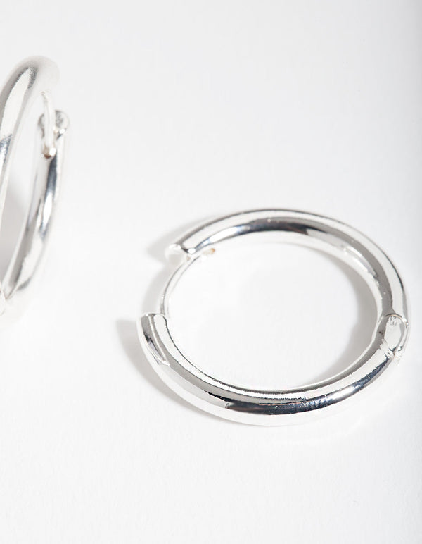 Silver Small Polished Hoop Earrings