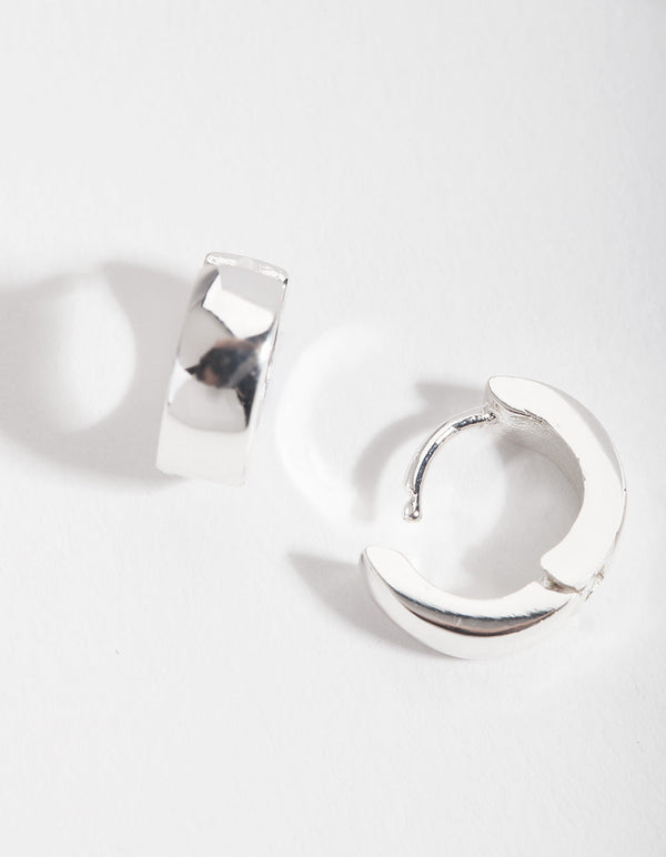 Silver 4mm Thick Huggie Earrings