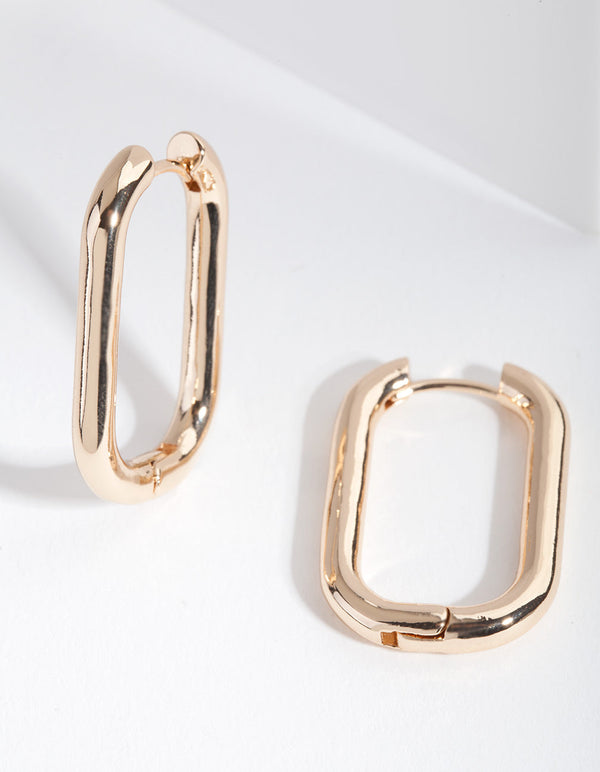 Gold Square Huggie Earrings