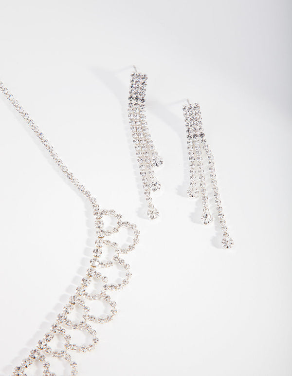 Silver Cupchain Necklace and Earrings Set