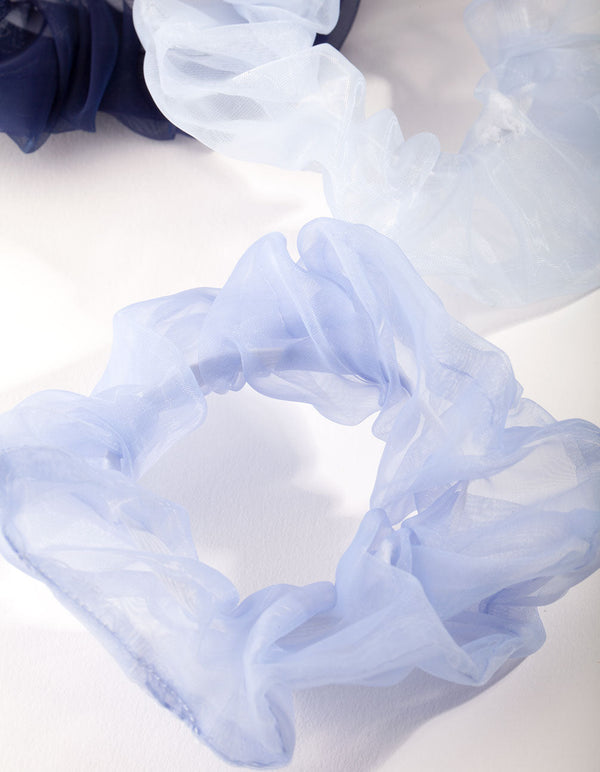 Blue Organza Scrunchie 3 Pack