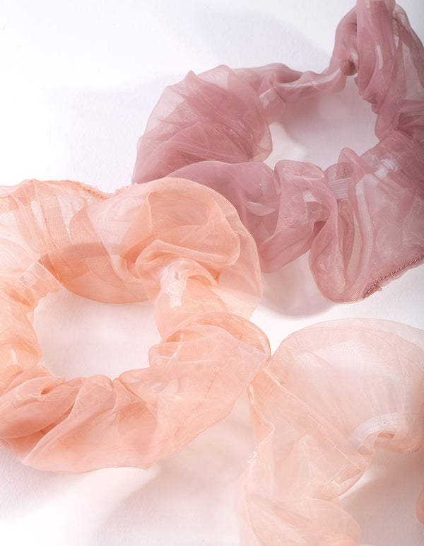 Pink Organza Scrunchie 3 Pack
