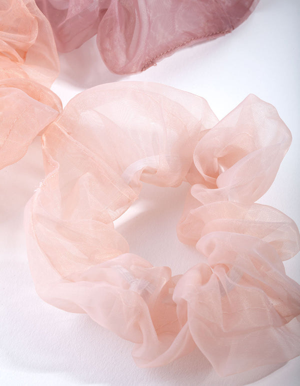 Pink Organza Scrunchie 3 Pack