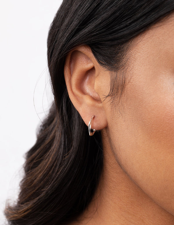 Sterling Silver Organic Twisted Open Hoop Earrings