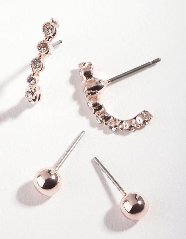 Rose Gold Ball Drop Earring 2 Pack
