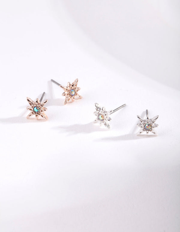 Mixed Metal Star 2 Pack Earring