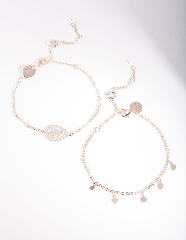 Rose Gold Filigree Bracelet 2 Pack