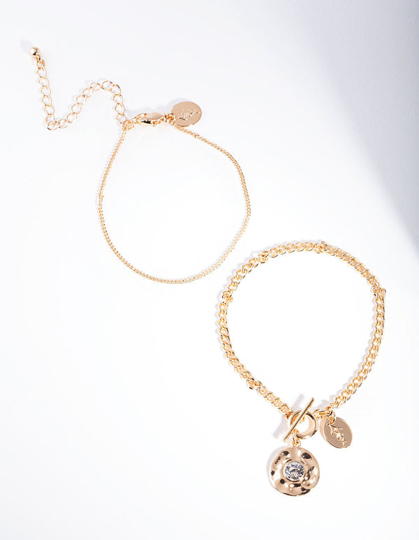 Gold Molten Diamante Bracelet Pack