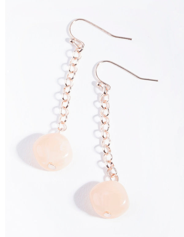Pink Rose Gold Chain Drop Earrings