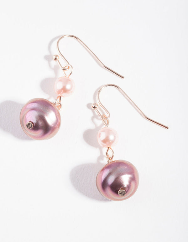 Rose Gold Reflective Pearl Earrings