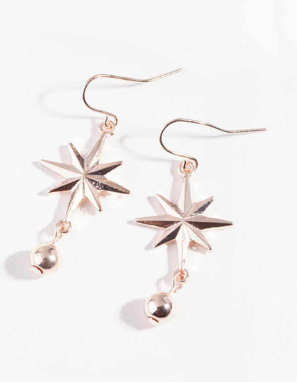 Rose Gold Star Ball Earrings