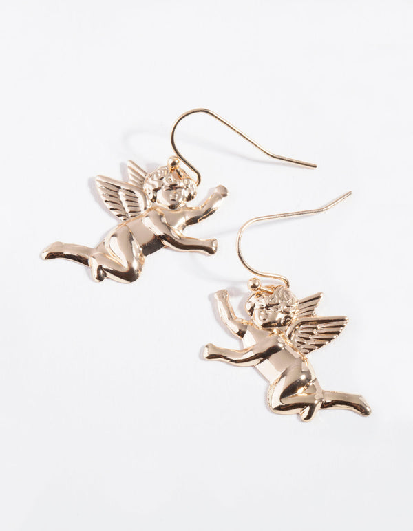Black Gold Cherub Earrings