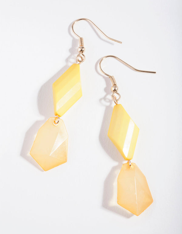 Yellow Mixed Geometric Bead Earrings