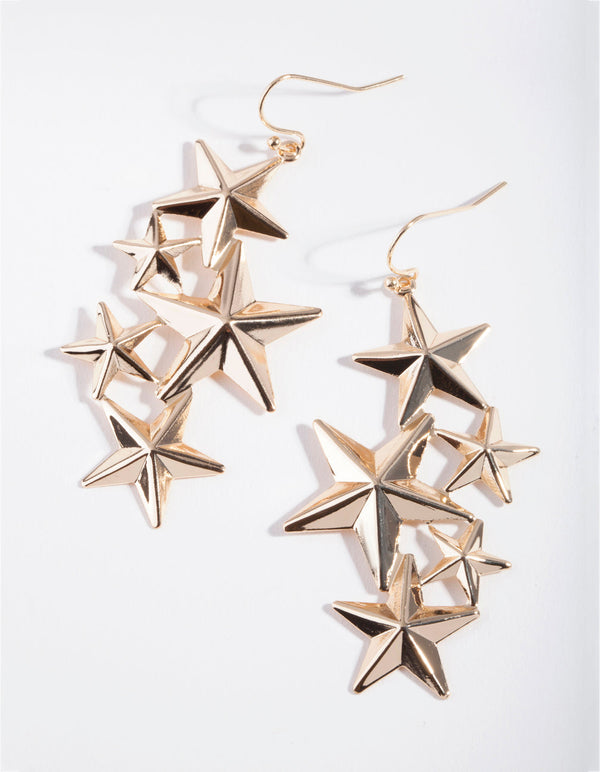 Gold Superstar Drop Earrings