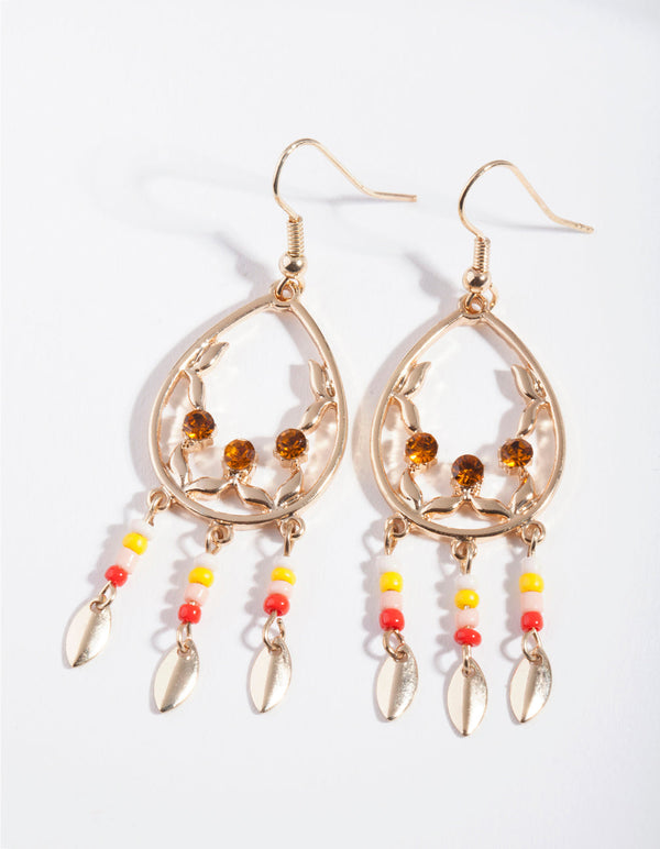 Gold Yellow Mixed Bead Earrings