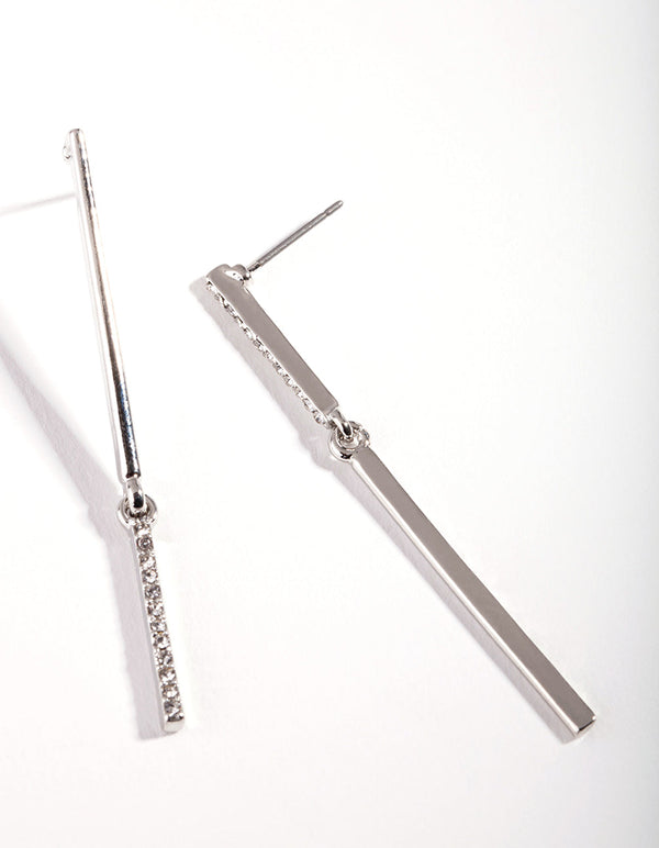 Rhodium Opposite Diamante Earrings