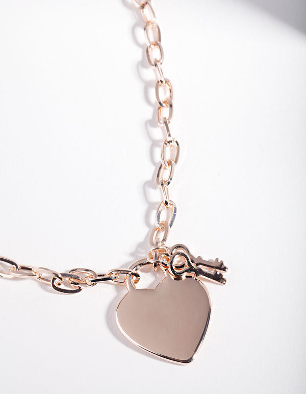 Rose Gold Simple Heart Charm Necklace