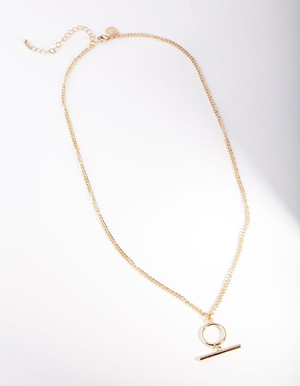 Gold Circle Bar Necklace