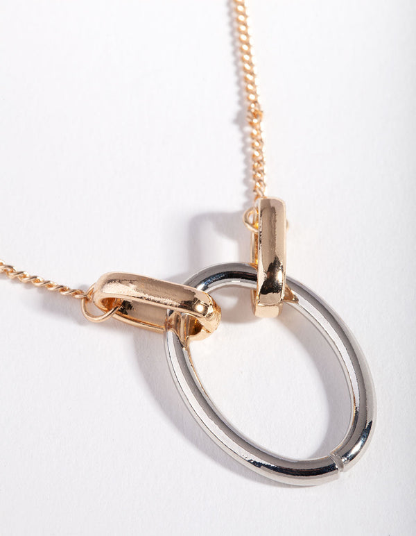 Mixed Metal Oval Linked Necklace