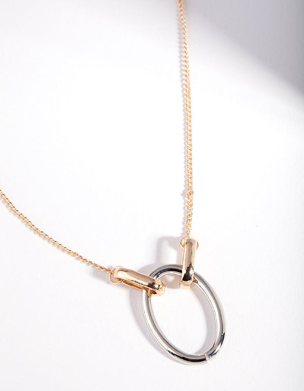 Mixed Metal Oval Linked Necklace