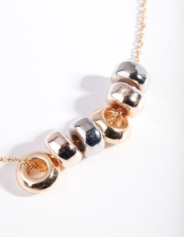 Mixed Metal Round Bead Necklace
